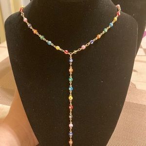 NWT multi-colored evil eye lariat necklace